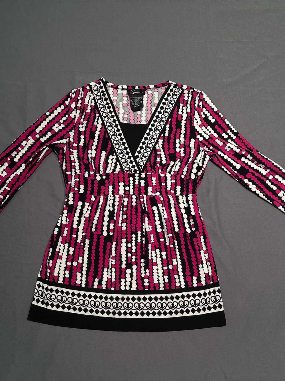 Vintage Y2K Speechless Black Multicolor Abstract Polka Dot Tie Back Blouse
